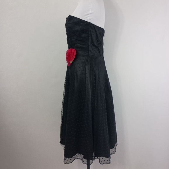 Vintage 90s Scott McClintock Black Floral Mini Dress Size 8 - Picture 3 of 13